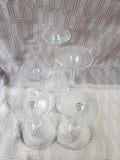Lot of 5 Etched Clear Glass Martini Glasses