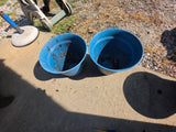 Two Teal/Blue Plastic Planters