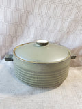 Olive Green Pottery Covered Casserole Dish