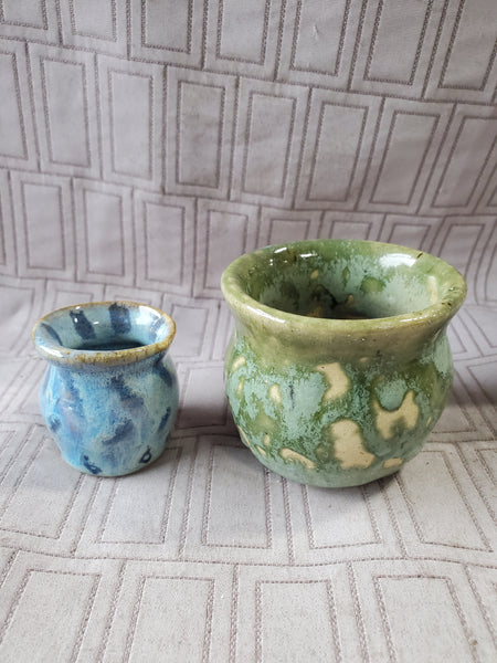Pair of Small Glazed Pottery Vases