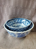 2 Piece Blue and White Ceramic Bowls
