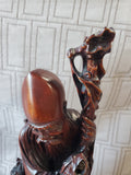 Asian Inspired Shou Xing Diety Carved Wooden Figurine