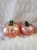 Pair of Iridescent Glass Pumpkins