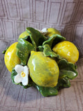 Lemon and White Flower Ceramic Candle Holder