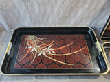 Set of 3 Himark Asian Inspired Lacquerware Nesting Trays