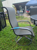 5-Piece Patio Dining Set, Classic Black Metal Table w/Swivel Chairs (Mesh Seats)