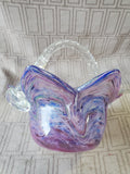 Glass Swirl Pattern Basket Candy Dish