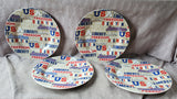 Set of 4 Royal Norfolk Americana Ceramic Dinner Plates