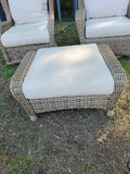 Ebel Hand Woven HDPE Wicker 3-Piece Swivel Lounge Chair/Ottoman Set w/Cushions