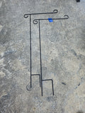 Two Black Metal Yard Flag Holders