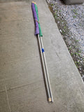 Two Flags (Purple and Green) on Aluminum Poles