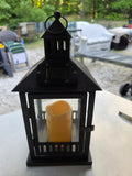 Black Metal Patio Lanter w/Solar Candle *UNTESTED