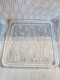 Vintage 5 Piece Embossed Glass Relish Dish Set