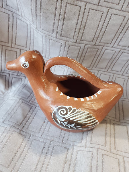 Mexican Folk Art Red Clay Bird Jug