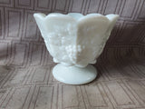 Milk Glass Paneled Grapevine Compote Dish