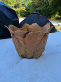 Signed Decorative Leaf Terracotta Planter (no liner)