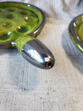 Set of 6 Green Glazed Ceramic Escargot Dishes