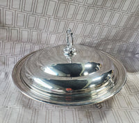 Round Footed Silverplate Covered Dish