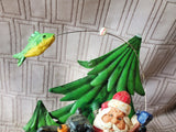 Resin and Metal Santa Fishing with Bear Stocking Holder