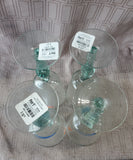 Set of 4 Made in Spain Green Glass Seahorse Goblets