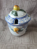 Hand Painted Ceramic Dijon Mustard Jar with Spreader