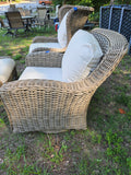 Ebel Hand Woven HDPE Wicker 3-Piece Swivel Lounge Chair/Ottoman Set w/Cushions