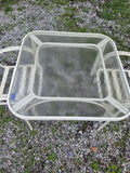 Square Patio Table w/Glass Top and Two Chairs (no cushions)