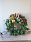 Lighted Holiday Wreath with Ornaments WORKS