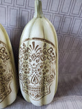 Pair of Resin Day of the Dead Sugar Skull Gourds