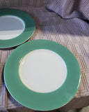 Lot of 6 Teal Rimmed Salad Plates