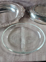 Silverplate Vegetable Serving Dish with Divided Glass Dish Insert