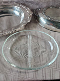 Silverplate Vegetable Serving Dish with Divided Glass Dish Insert