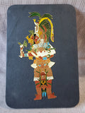 Wooden and Enamel Mayan God Wall Plaque