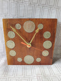 Wood Block Silver Coin Clock WORKS