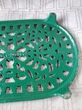 Cast Iron Green Enamel Oval Trivet