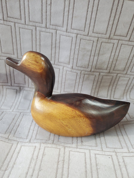 (A) Carved Wood Duck Figurine