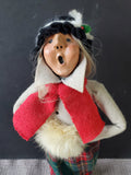(G) Byers' Choice Carolers Signed "Woman with Fur Muff" Figurine