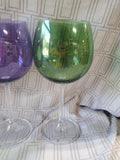 Lot of 7 Lenox "Tuscany Harvest" Multi-Colored Balloon Wine Glasses