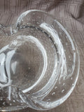 Heavy Clear Glass Bubble Art Ashtray