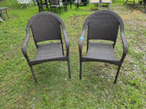 Two Brown All Weather Wicker Chairs