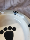 Lot of 3 Ceramic Black Paw Print Pet Bowls