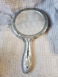 2 Piece Silverplate Vanity Brush and Mirror Set