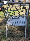 7-Piece Cast Aluminum Patio Dining Set w/Glass Top Table, Umbrella and Stand