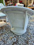 B-Lloyd Loom White Wicker Glider Loveseat, Swivel Chair and Table Set w/Sunbrella Cushions