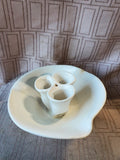 Glazed White Pottery Flower Frog Vase