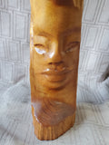 Hand Carved Wooden Face Sculpture