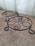 Two Small Black Metal Plant Stands