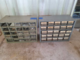 Two Garage Organizer  Boxes w/Small Plastic Drawers Full of Assorted Hardware