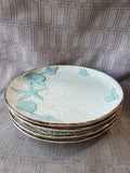 Set of 4 Cracker Barrel Stoneware Beach Themed Salad Plates