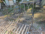 Pair of Black Metal Reclining Outdoor Chairs w/Brass Accents and Ottomans *Read Description*